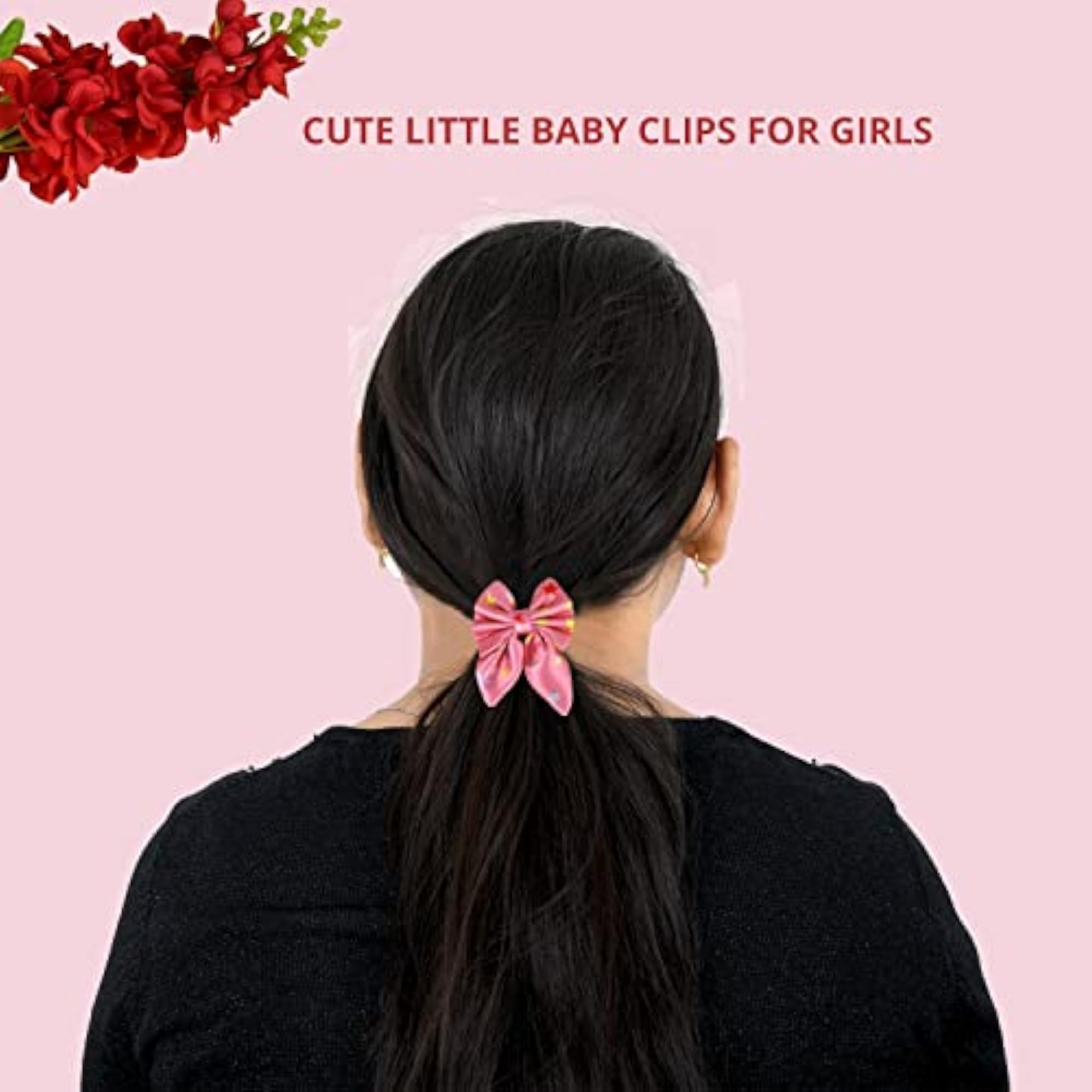 Printed Satin Silk Rabbit Ear Bow Hair Clips, Pack of 4