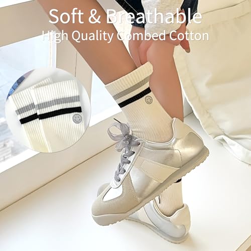 Image of Women's Cute Crew Socks, Casual Athletic Cotton Bowknot Cherry Calf Novelty Socks for Women