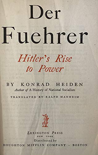 Der Fuehrer Hitler's Rise to Power B00E1GIFRY Book Cover
