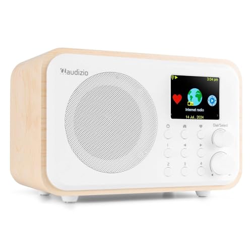 Audizio Vicenza Portable DAB Digital & WiFi Internet Radio with Bluetooth, DAB+, FM, Rechargeable Battery, Colour Display, Remote & Alarm Clock - White