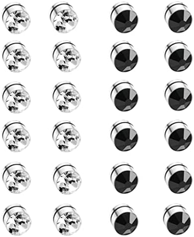 ADRAMATA 12 Pairs Magnetic Earrings for Men Women Fake Earrings Non Pierced Jewellery Colorful Mens Earrings Round Crystal Stud Earrings Set Magnet Earrings Magnetic Stud Earrings for Girls Boys