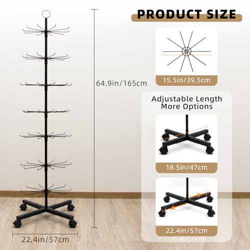 Image of ANBOXIT Retail Display Stand, Rotating Display Rack for Earring Keychains Jewelry Vendor Events & Stores, 7 Tier Movable and Adjustable 1 PCS - Black
