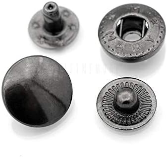 CRAFTMEMORE 50 Sets Multi-Size Gun Metal Black Snap Buttons S-Spring Socket Popper Fasteners for Jacket Bag Closures #633 VT5 (12mm (0.47"))