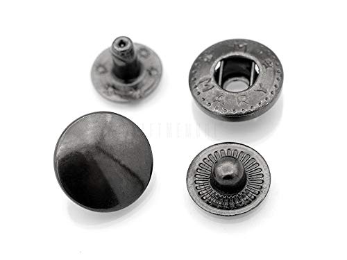 CRAFTMEMORE 50 Sets Gun Metal Black Snap Buttons S-Spring Socket Popper Fasteners for Jacket Bag Closures #831 VT8 (15mm (0.59"))