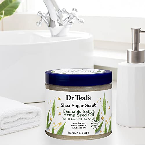 Dr Teal's Shea Sugar Body Scrub, Cannabis Sativa Hemp Seed Oil With Essential Oils, 19 Oz (Pack Of 3) #TOP6