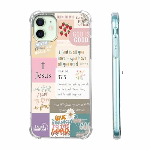 mehidpur Christian Quotes Aesthetic Vintage Jesus Bible Verse Collage Pattern,Soft TPU Bumper Case for iPhone 12/12 Pro,#7
