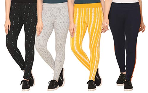 Image of SHAUN Women Free Size (Waist Size-26-34 inch) Stretchable Jegging (Length 37-39 inch Pack of 4)