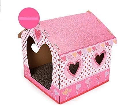 ROYALE CAT Corrugated Paper Scratcher Lounge House Bed with Window Entertainment Rest Dual-Use Cat Toy (35.6 x 36 x 41 cm)