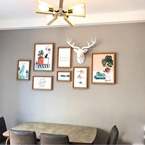 SHENGTIAN Solid Color Three-Dimensional Deer Head Wall Decor Geometric Animal Wall Art Farmhouse ResinAnimal Head Wall Head for Office Bar Holiday Home Decoration (White,Medium)