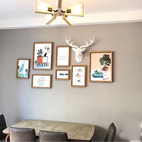 Shengtian Solid Color Three-Dimensional Deer Head Wall Decor Geometric Animal Wall Art Farmhouse Resinanimal Head Wall Head For Office Bar Holiday Home Decoration (Pink,Medium) #TOP2