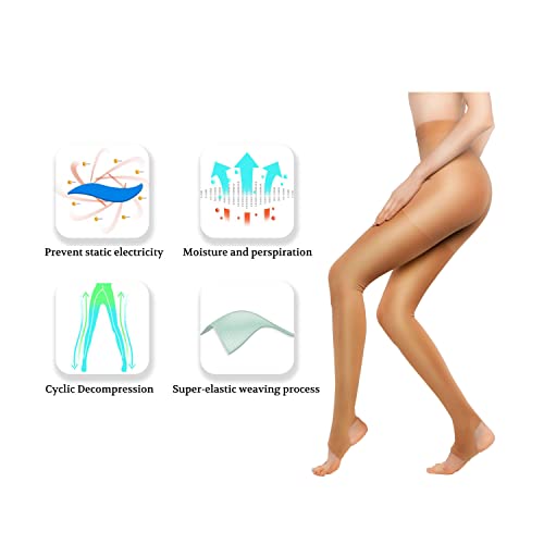 Image of Lin Performance Women Compression Stirrup Pantyhose 15-20mmHg Leg Slimming