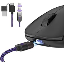 Magnetic Charging Cable Compatible with Razer DeathAdder V4 Pro, Fast Charging Cable for Razer Wireless Gaming Mice DeathAdder V3 Pro/Viper V2 Pro/Naga V2 Pro USB C Cable + Adapter