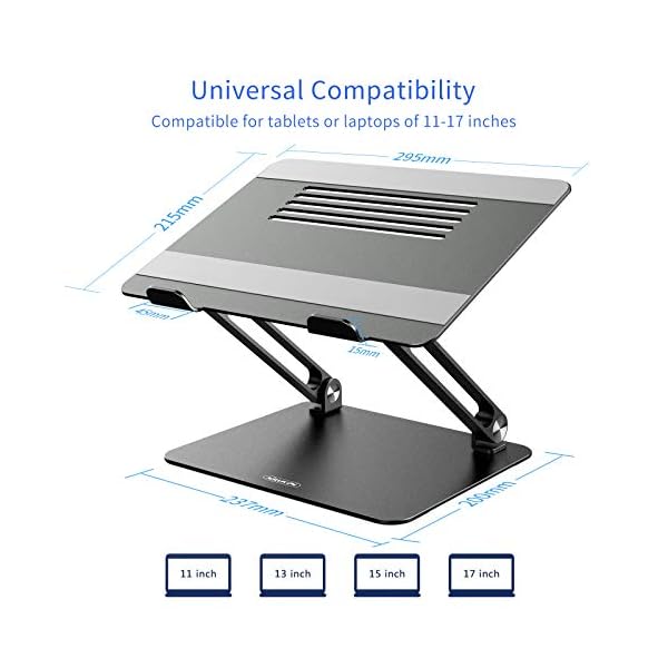 Nillkin Laptop Stand, Adjustable Laptop Riser Computer Stand for Desk, Heat-Vent, Multi-Angle Aluminum Desktop Holder Compatible with MacBook Air/Pro, Dell, HP, Lenovo and Other 11-17 Inches Laptops - Image 7