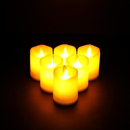 Miniatura 6 de JHY DESIGN Juego de 6 velas parpadeantes de batería, velas de plástico sin llama con mecha móvil, velas LED falsas para farol, hogar, dormitorio,