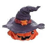 VALICLUD Figurine Citrouille Halloween en Résine Chapeau Magique Violet Décoration de Bureau Compacte Ornement D’Automne et Centre de Table pour Fête Intérieure et Présent Festif