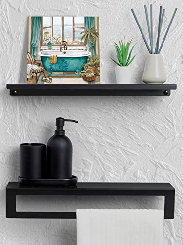 Laiart Bathroom Canvas Print Wall Art Decor Teal Bathtub Picture Sea ​​View From The Window Artwork #TOP2