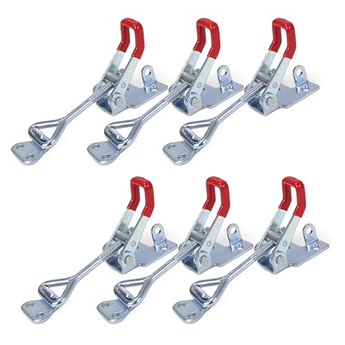 POWERTEC 6PK Toggle Clamp, 400 lbs Holding Capacity, 4002 Adjustable Pull Action Latch for Smoker, Tool Box, Woodworking Jigs and Fixtures, Cabinet, Tool box, Door (20312-P3)