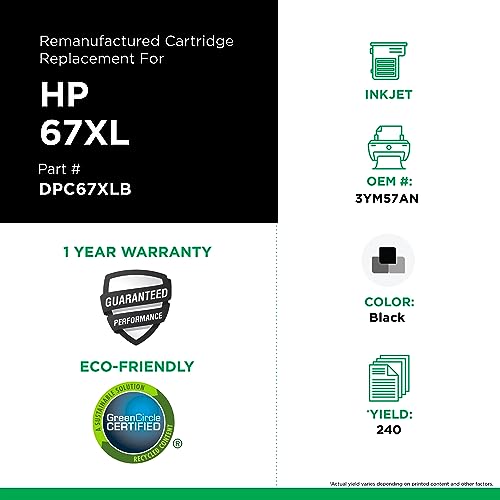 Dataproducts Brand Remanufactured Ink Cartridge Replacement For Hp 67Xl 3Ym57An | Black,3.25 X 2 X 4.25,Dpc67Xlb #TOP2