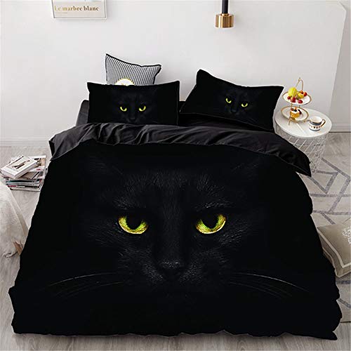 Chickwin Ensemble de Literie 2 Personnes 3D, Animal de Compagnie Imprimé Parure de Lit 3 Pièces Housse de Couette & Taies d'oreiller Microfibre Doux Hypoallergique (Chat de Bombay,220x240cm)