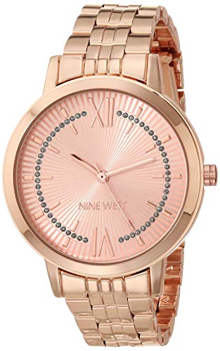 Nine West Women's Glitter-Accented Rose Gold-Tone Bracelet Watch, NW/2538RGRG