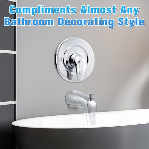 Image of Enhon Tub and Shower Trim Kit, Shower Trim Compatible with Moen Chateau TL470 Single Handle Tub /Shower Standard Valve, Escutcheon Screws Tube and Handle(Chrome, Lever)