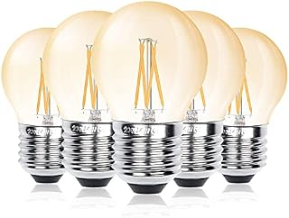 Bonlux E27 LED Golf Ball Light Bulb Dimmable, 4W ES Edison Screw LED Filament Bulb 40W Incandescent Bulb Equivalent, Amber Glass G45 Vintage Mini Globe Bulbs Warm White 2700K (5-Pack)