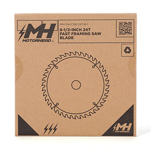 Motorhead 6-1/2-Inch 24-Tooth Fast Framing Tungsten Carbide Tip Circular Saw Blade, Thin Kerf, Non-Stick, Corrosion-Resistant, 5/8” Arbor, Universal: Corded & Cordless, 24T, Usa-Based Support #TOP6