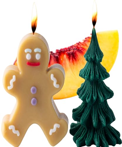 MAGOKORO Christmas Tree gingerman Candle - Scents of Honey, Floral, 2 Pieces, Natural Soy Blend Candle Home Decor, Relaxing Aromatherapy Candle (Gingerman, Tree Set) Deal