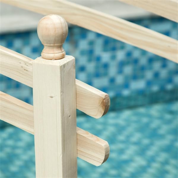 Wooden Garden Bridge, Outdoor Arched Walkway with Safety Rails, 220 lbs Capacity, Small Cedar Wood Footbridge Over Pond for Backyard, Patio, Lawn Decoration, 89.75” x 43.25” x 29.5”(Natural)