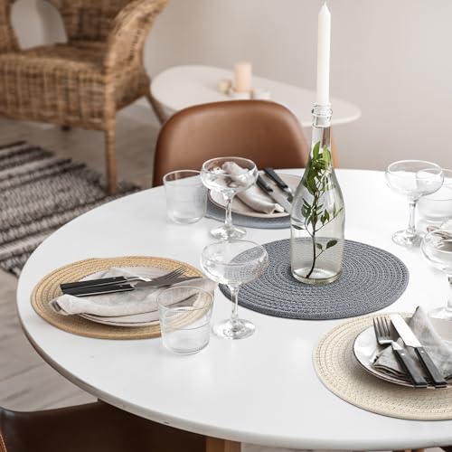 Fanquare FKD0012A Round Braided Placemats 12 Inch Traditional Solid Color Cotton Place Mats thumb #1