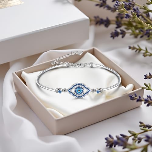 Evil Eye Bracelets Silver Blue Greek Evil Eye Bracelet for Women Dainty Turkish Protection Jewelry Greek Good Luck Charms Lucky Jewelry Gifts3