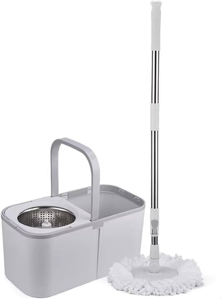 Spin Mop and Bucket with Wringer Set for Home, 50" Extended Handle 360° Spinning Mop and Bucket System with 1 Microfiber Mop Refills for All Types Floor Cleaning