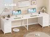 YOMILUVE 95 Inch 2 Person Desk with 8 Fabric Drawers