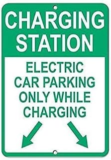 Charging Station Electric Car Parking Charging Style 3 Metal Sign Vintage Retro Wall Decor Metal Warning Sign 8X12 Inches