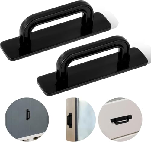 Image of Adhesive Cabinet Handles, Self-Stick Instant Cabinet Handles Alloy No Drilling Push Pull Handles Helper for Kitchen Cabinet Drawer Window Sliding Closet (Plastic Small, 2 Pcs)