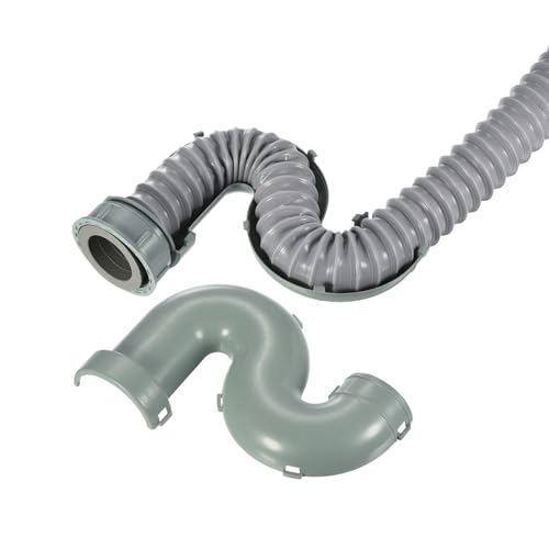 Tubo de drenaje flexible expandible para fregadero MECCANIXITY, 100 cm, color gris, paquete de 1 unidad miniatura 4