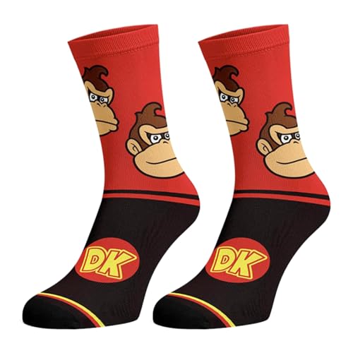 Bioworld Nintendo Super Mario Men's Bowser Donkey Kong Mario 3-Pack Mid-Calf Adult Crew Socks4