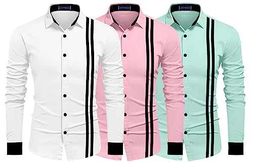 Image of Zombom Men's Striped Regular Fit Shirt