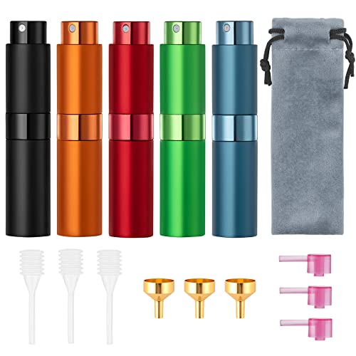 Tekson 5PCS Travel Perfume Bottle Refillable, 8ml Cologne Spray Atomizer