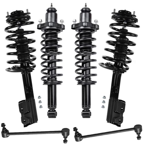 Image of Detroit Axle - AWD 6pc Suspension Kit for Jeep 2007-2008 Patriot Compass 4 Front Rear Struts with Coil Spring Assembly 2 Front Sway Bar End Links Replacement