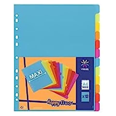 Viquel Set of 12 Happy Neon Maxi A4 Dividers Cover