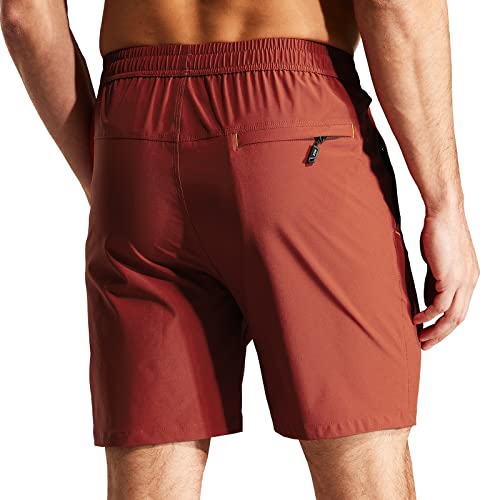 Image of MIER Men's Quick Dry Running Shorts with Zipper Pocket Elastic Waist Athletic Workout Exercise Shorts