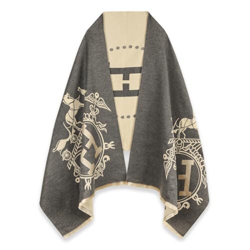 EXTREE Scarfs for Women Pashmina Silky Shawl Wrap for Evening Dressing Blanket Open Front Poncho Cape Afq-black