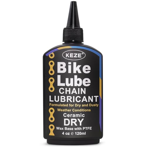 Keze Dry Bike Chain Lube MTB Mountain Bicycle Chain Oil Ceramic Bike Lube with PTFE Ebike Lubricant Against Wear, Reduces Friction Noise & Chainsuck, for Dry and Dusty Weather Conditions, 120 ml