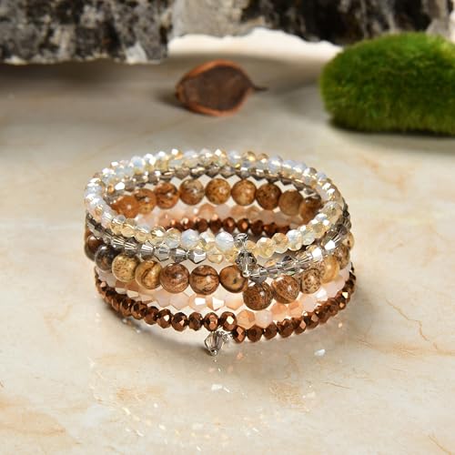 Image of MGR MY GEMS ROCK! Beaded Multi Strand Multi Color Crystal Memory Wire Bracelet, Multi Strand Wrap Bracelet or Stacked Bracelet crystal