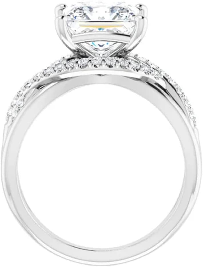 JEWELERYIUM 3 CT Princess Cut Colorless Moissanite Engagement Ring, Wedding/Bridal Ring Set, Solitaire Halo Style, Solid Sterling Silver Vintage Antique Anniversary Promise Ring Gifts for Her
