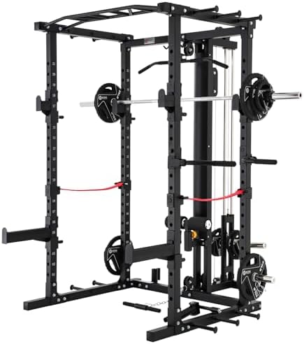ALTAS STRENGTH Home Gym Smith Machine with Pulley System Gym Squa...