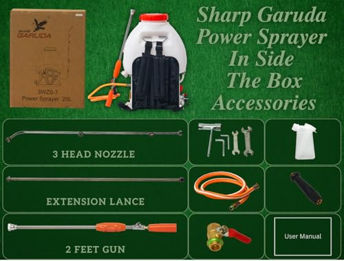 Image of Power Sprayer - 36CC 4Stroke Petrol Engine Spray Pump for Agriculture, Farming, Fertilizer, Pesticide & Chemical Knapsack Portable Spraying Machine 20 Litre Tank Capacity with Gun