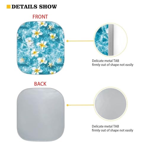 Image of 2 PCS Car Windshield Sun Shade, Foldable Hawaiian Flowers Windshield Sunshade Car Front Window Sunshade, Auto Sun Heat and UV Rays Blocker, Car Interior Accessories