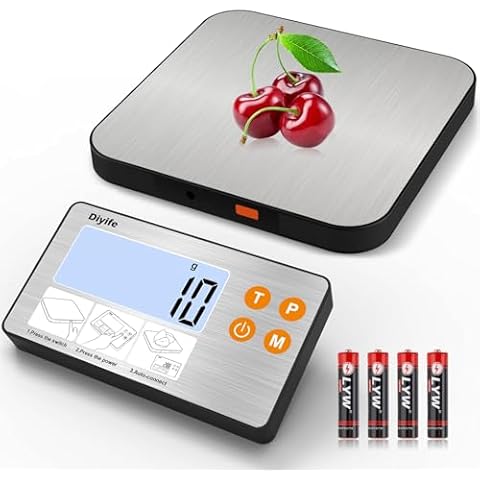 33lb Kitchen Scale with Separate LCD Display, Diyife Digital Food Scale, Large Magnetic LargeLCD Display, 7 Units, Auto Shut-Off, Tare Function, Ultra-Slim Stainless Steel for Baking, Cooking, Coffee Cover